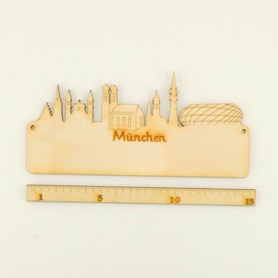 Türschild Kinderzimmer Skyline von München aus Holz DIY 18cm selbst bemalen