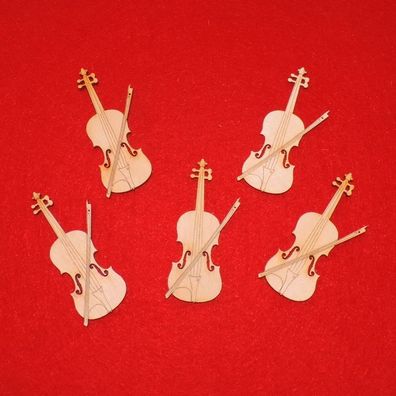 Geige aus Holz, 7 cm 5er Set Musikinstrument Geschenk Geldgeschenk Musiker