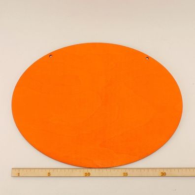 ovale Orange Holzplatte 24cm für viele Ideen, Bodenplatte für Geschenk, Platte