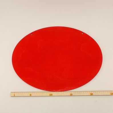 ovale rote Holzplatte 24cm für viele Ideen, Bodenplatte für Geschenk, Platte
