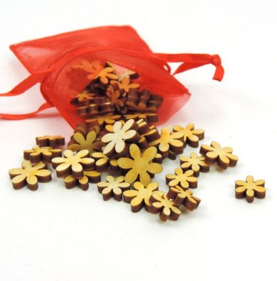 Blumen aus Holz Streuteile Mix für Geburtstag Kinder 10-15mm Deko basteln