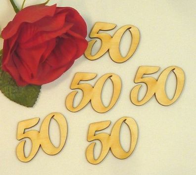 Geburtstag oder Hochzeitstag Tischdeko Geschenk Zahl 50 in 5cm 5 Stück Streuteil