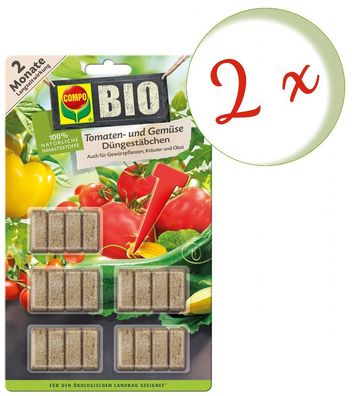 2 x COMPO BIO Tomaten- und Gemüse Düngestäbchen, 20 Stück