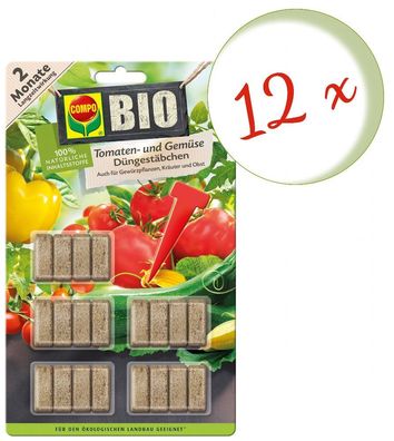 12 x COMPO BIO Tomaten- und Gemüse Düngestäbchen, 20 Stück