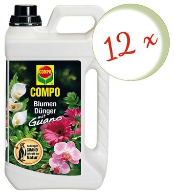 12 x COMPO Blumendünger mit Guano, 3 Liter