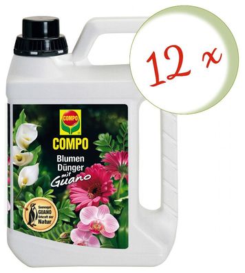 12 x COMPO Blumendünger mit Guano, 2,5 Liter