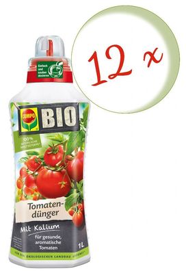 12 x COMPO BIO Tomatendünger, 1 Liter