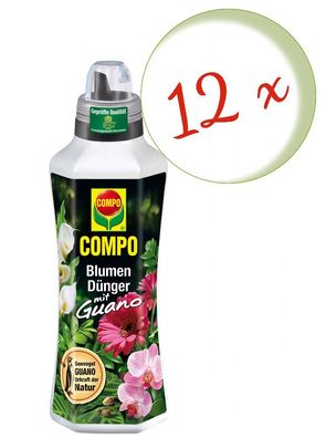 12 x COMPO Blumendünger mit Guano, 1 Liter