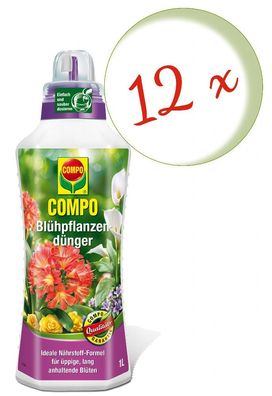 12 x COMPO Blühpflanzendünger, 1 Liter