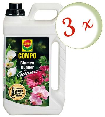 3 x COMPO Blumendünger mit Guano, 5 Liter