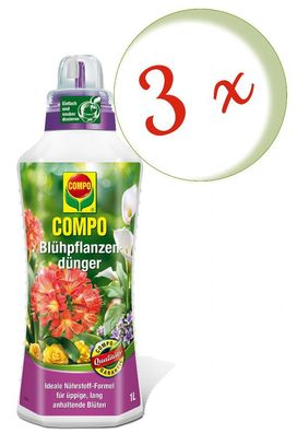 3 x COMPO Blühpflanzendünger, 1 Liter