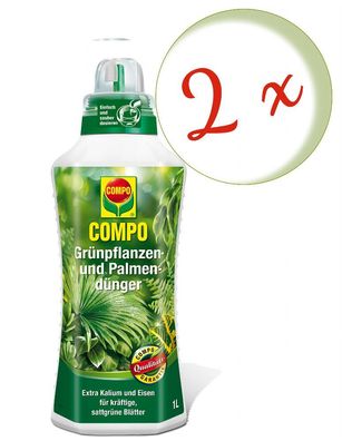 2 x COMPO Grünpflanzen- und Palmendünger, 1 Liter
