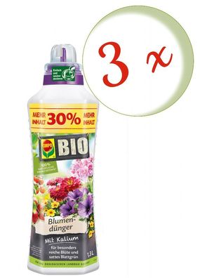 3 x COMPO BIO Blumendünger, 1,3 Liter