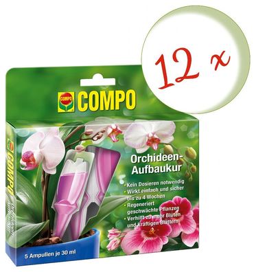 12 x COMPO Orchideen-Aufbaukur, 5 x 30 ml