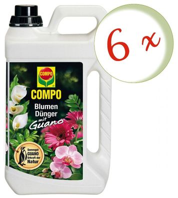 6 x COMPO Blumendünger mit Guano, 5 Liter