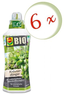 6 x COMPO BIO Kräuterdünger, 500 ml