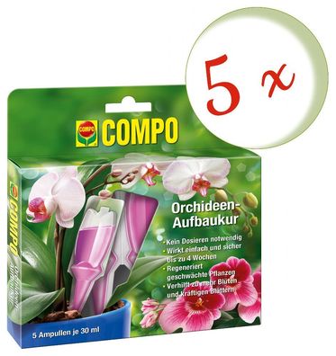 5 x COMPO Orchideen-Aufbaukur, 5 x 30 ml