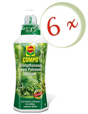 6 x COMPO Grünpflanzen- und Palmendünger, 1 Liter