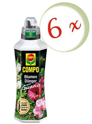 6 x COMPO Blumendünger mit Guano, 1 Liter