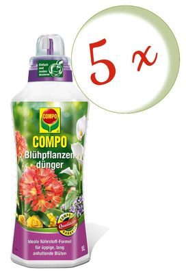 5 x COMPO Blühpflanzendünger, 1 Liter