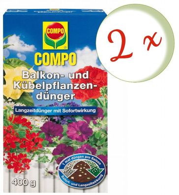 2 x COMPO Balkon- und Kübelpflanzendünger, 400 g