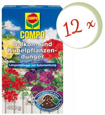 12 x COMPO Balkon- und Kübelpflanzendünger, 400 g