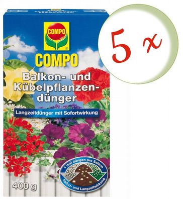5 x COMPO Balkon- und Kübelpflanzendünger, 400 g