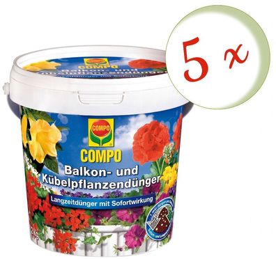 5 x COMPO Balkon- und Kübelpflanzendünger, 1,2 kg