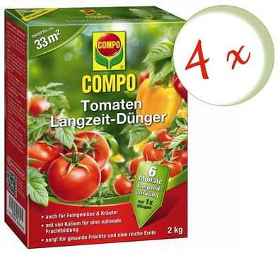 4 x COMPO Tomaten Langzeit-Dünger, 2 kg