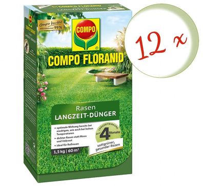 12 x COMPO Floranid® Rasen-Langzeitdünger, 1,5 kg