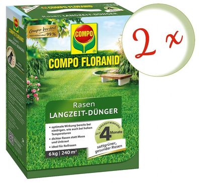 2 x COMPO Floranid® Rasen-Langzeitdünger, 6 kg