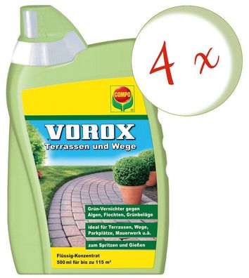 4 x COMPO Vorox® Terrassen und Wege, 500 ml