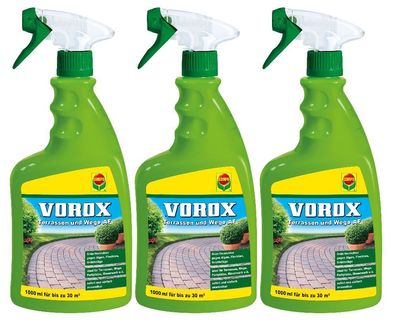 3 x COMPO Vorox® Terrassen und Wege AF, 1000 ml