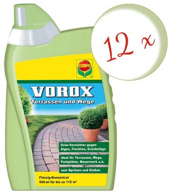 12 x COMPO Vorox® Terrassen und Wege, 500 ml