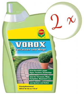 2 x COMPO Vorox® Terrassen und Wege, 500 ml