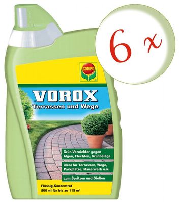 6 x COMPO Vorox® Terrassen und Wege, 500 ml