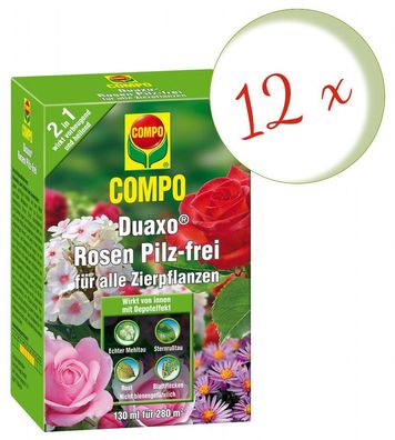 12 x COMPO Duaxo® Rosen Pilz-frei für alle Zierpflanzen, 130 ml