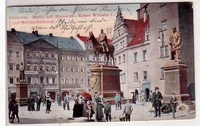 43333 Ak Chemnitz Markt mit Denkmälern 1912