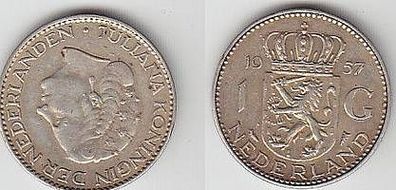 1 Gulden Silber Münze Niederlande 1957