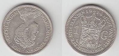 1 Gulden Silber Münze Niederlande 1914