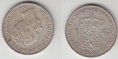 1 Gulden Silber Münze Niederlande 1931