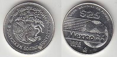 25 Pesos Silber Münze Fussball WM Mexiko 1985