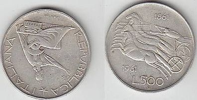 500 Lire Silber Münze Italien 1861-1961