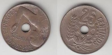 25 Centimos Nickel Münze Spanien 1934