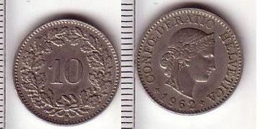10 Rappen Nickel Münze Schweiz 1962