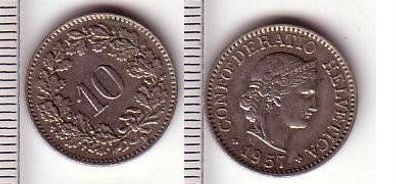 10 Rappen Nickel Münze Schweiz 1957