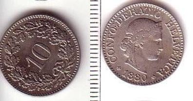 10 Rappen Nickel Münze Schweiz 1880