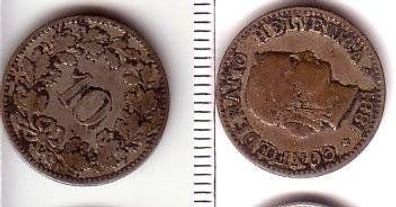 10 Rappen Nickel Münze Schweiz 1881