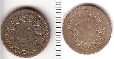 10 Rappen Nickel Münze Schweiz 1850 BB