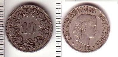 10 Rappen Nickel Münze Schweiz 1912
